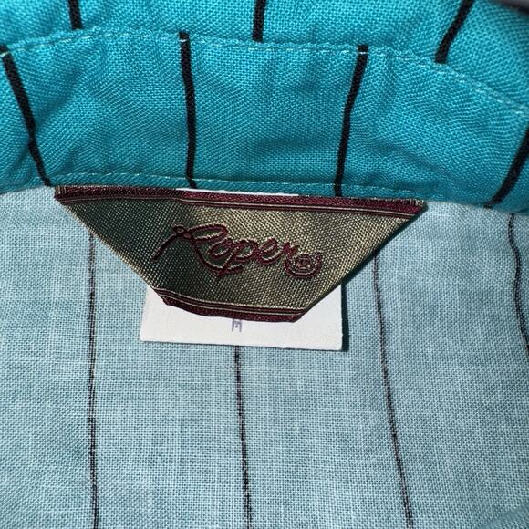 Roper Womens Turquoise Aztec Southwestern Button Up Cowgirl Western Shirt Medium - Picture 3 of 9